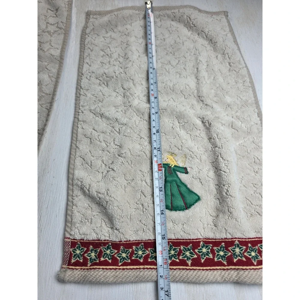 Franco Christmas Angel Hand Towel Washcloth Set Cotton Cream Holiday Cottagecore